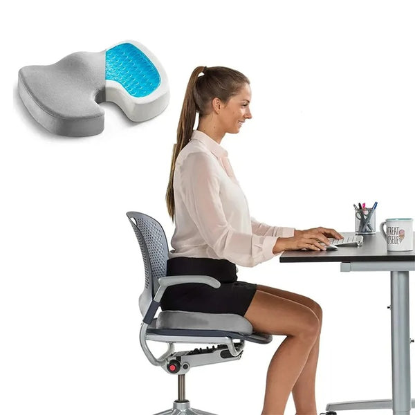 Orthopedic Gel Memory Foam Seat Cushion – U-Shaped Coccyx Support for Office, Car & Travel | Breathable, Massage Comfort Design